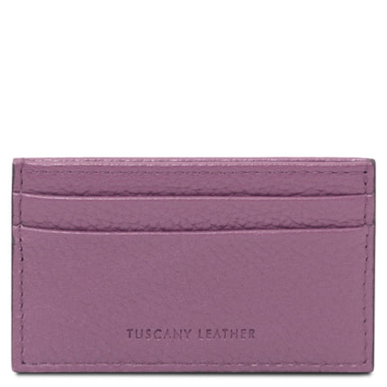 Leather card holder - 4 cards, pebbled leather | TL142474