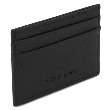 Leather card holder - 4 cards, pebbled leather | TL142474