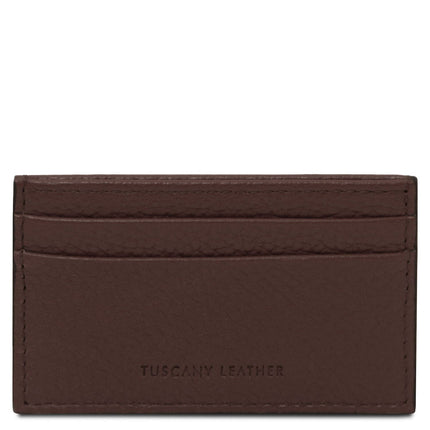 Leather card holder - 4 cards, pebbled leather | TL142474