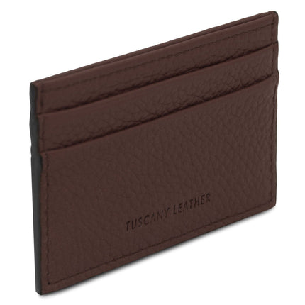 Leather card holder - 4 cards, pebbled leather | TL142474
