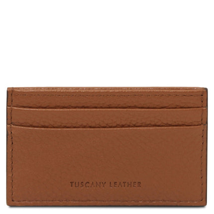 Leather card holder - 4 cards, pebbled leather | TL142474