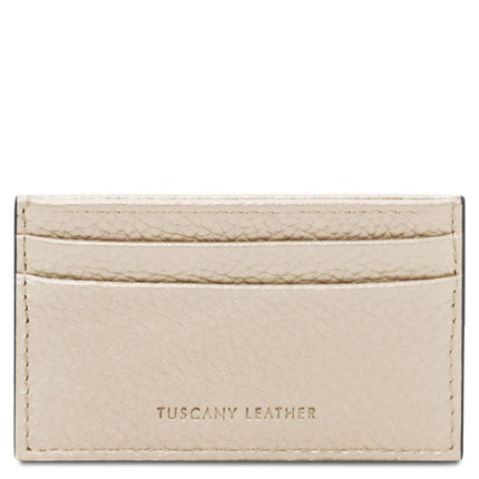 Leather card holder - 4 cards, pebbled leather | TL142474