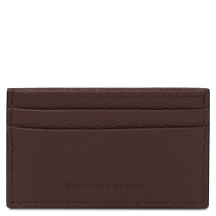 Leather card holder - 4 cards, pebbled leather | TL142474
