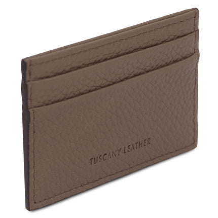 Leather card holder - 4 cards, pebbled leather | TL142474