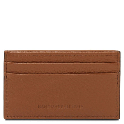 Leather card holder - 4 cards, pebbled leather | TL142474