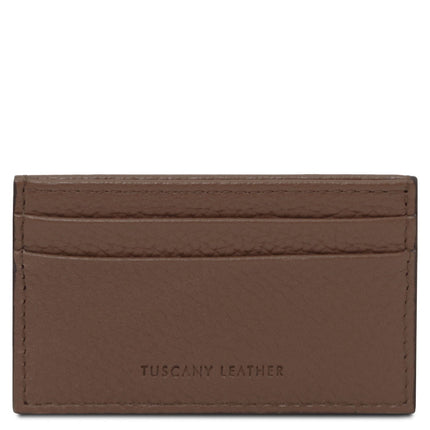 Leather card holder - 4 cards, pebbled leather | TL142474