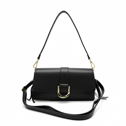 Livorno – Italian Leather Shoulder Bag – Black