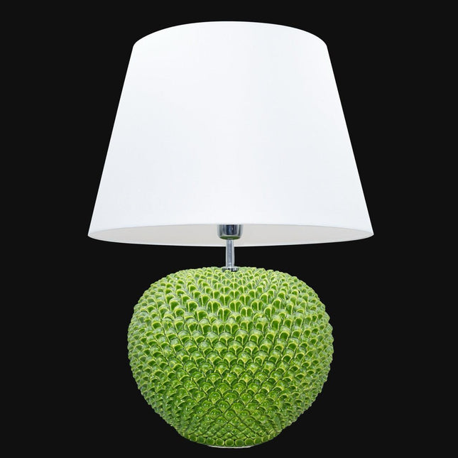 Lume palla a pigna in diverse misure, Decoro in Verde Foglia in Ceramica di Caltagirone