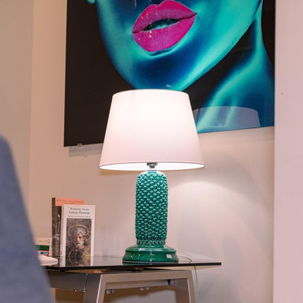 Lume pigna cilindro h 60 Verde Smeraldo in ceramica di Caltagirone