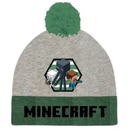 MINECRAFT BERRETTO GRIGIO/VERDE 4 - 5 ANNI
