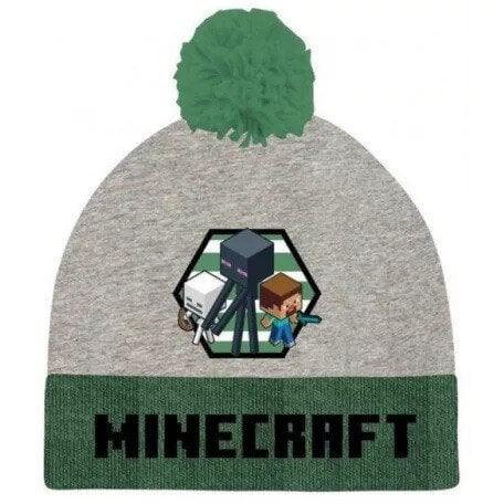 MINECRAFT BERRETTO GRIGIO/VERDE 4 - 5 ANNI