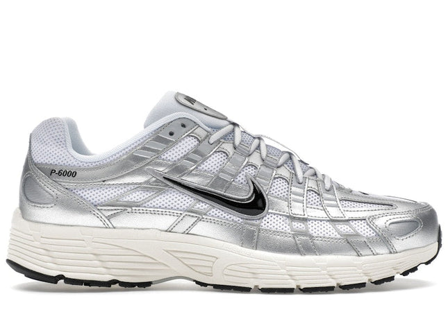Nike P - 6000 White Metallic Silver Flat Silver Black