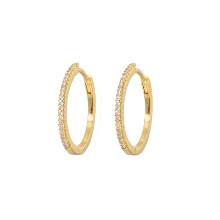 Orecchini Cerchi Grandi Slim Pietre Bianche