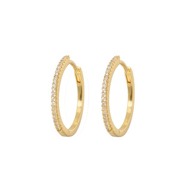 Orecchini Cerchi Grandi Slim Pietre Bianche