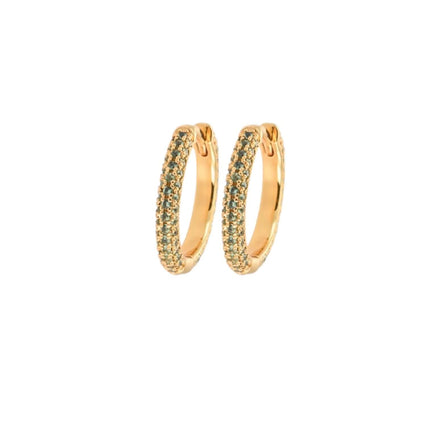 Orecchini Cerchi Medi Rivestiti in Pietra Menta