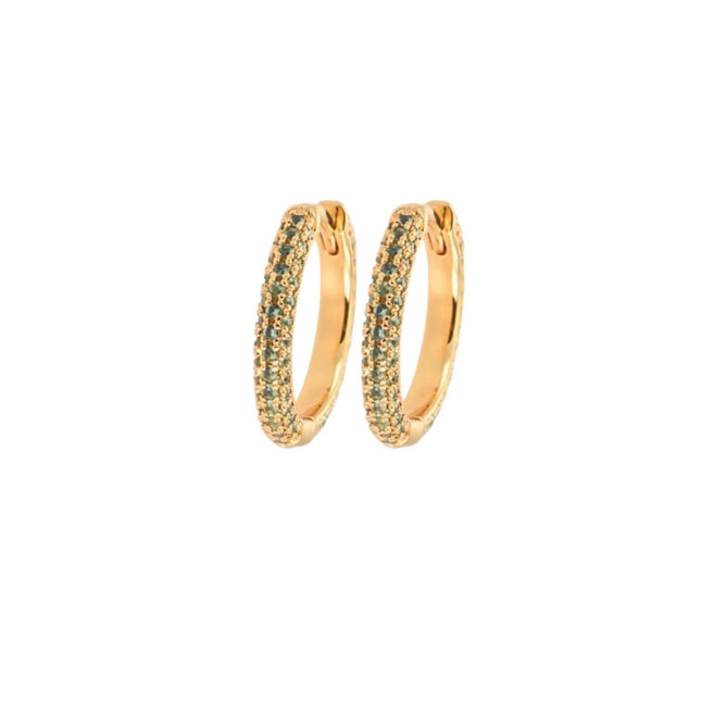 Orecchini Cerchi Medi Rivestiti in Pietra Menta