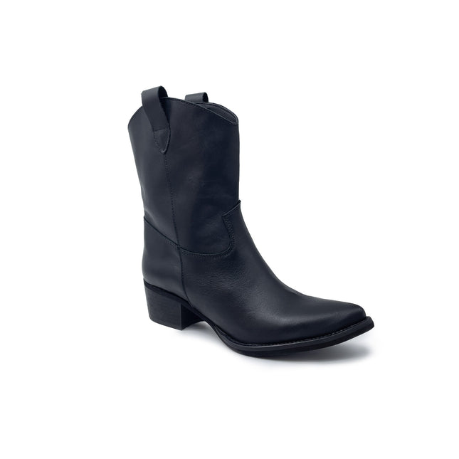 PAMELA Stivaletto texano in VERA PELLE NERO