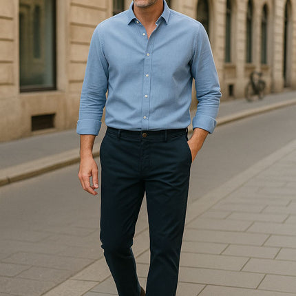Pantaloni Chino Smart Uomo Blue Navy