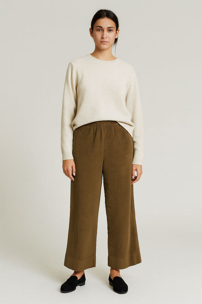 Pantaloni Needle Cord Donna Dark Kaki