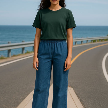 Pantaloni Pensil Cotton Linen Donna Medium Wash