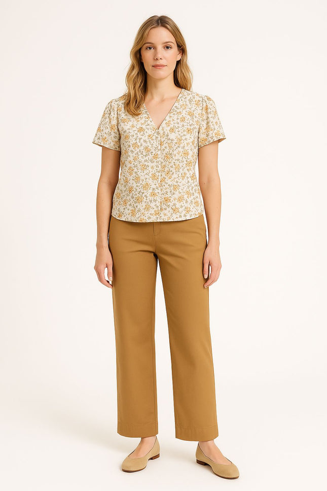 Pantaloni Pensil Cotton Linen Donna Noisette