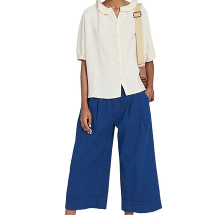 Pantaloni Wide Donna Navy