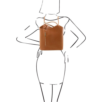 Patty - Saffiano leather convertible 2 - in - 1 backpack shoulder bag | TL141455