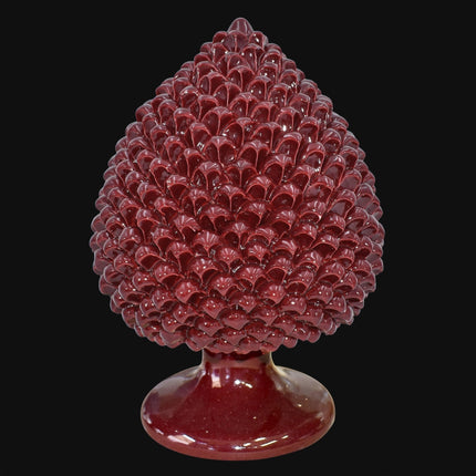 Pigna artigianale di Caltagirone modellata a mano altezza 15/40 cm Bordeaux integrale