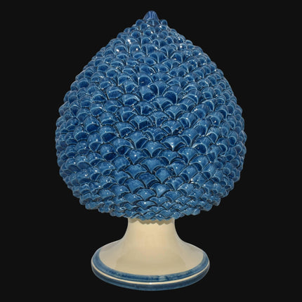 Pigna artigianale di Caltagirone modellata a mano altezza 15/40 mono blu