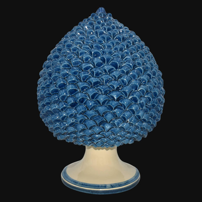 Pigna artigianale di Caltagirone modellata a mano altezza 15/40 mono blu