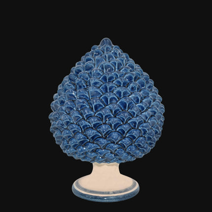 Pigna artigianale di Caltagirone modellata a mano altezza 15/40 mono blu