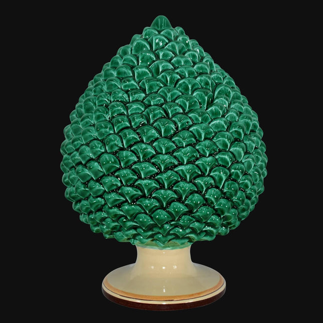 Pigna artigianale di Caltagirone modellata a mano altezza 15/40 verde/arancio