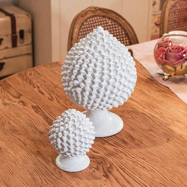 Pigna artigianale di Caltagirone modellata a mano altezza 15/40 white line