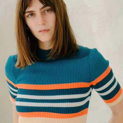 Pima Cotton Stripes Ribbed T-Shirt