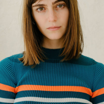 Pima Cotton Stripes Ribbed T-Shirt