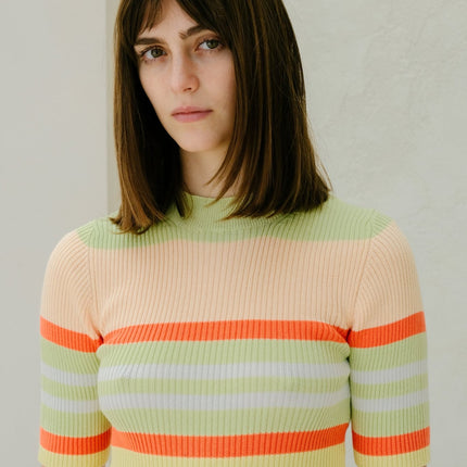 Pima Cotton Stripes Ribbed T-Shirt