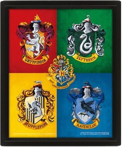PYRAMID HARRY POTTER (COLOURFUL CRESTS) - POSTER 3D LENTICULAR INCORNICIATO