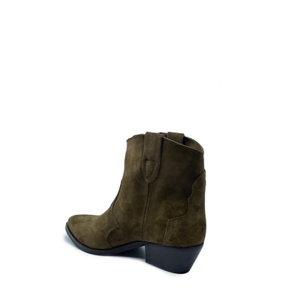 ROMA Stivaletto col tacco donna alla caviglia in Pelle Scamosciata Tabacco