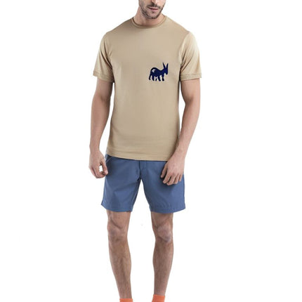 T-shirt Classic Logo Uomo Beige/Blue