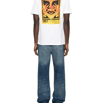 T-shirt Icon Stencil Flame Uomo White