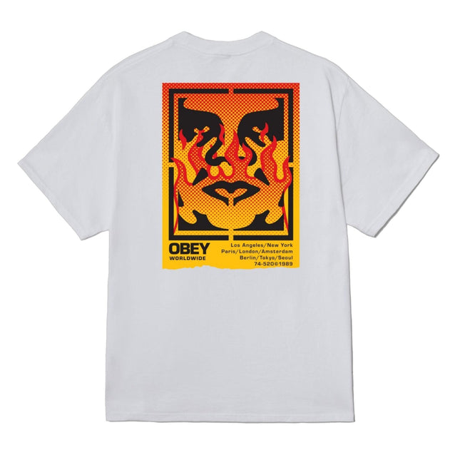T-shirt Icon Stencil Flame Uomo White