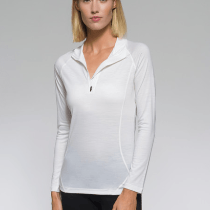 T-shirt LS Half Zip Donna Bianca