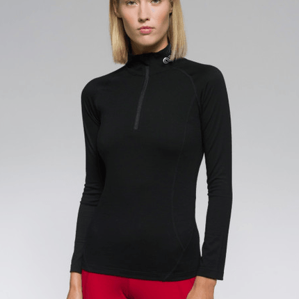 T-shirt LS Half Zip Donna Nera