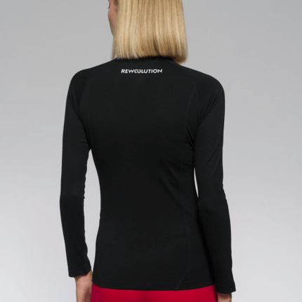 T-shirt LS Half Zip Donna Nera