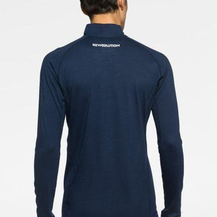 T-shirt LS Half Zip Uomo Blu