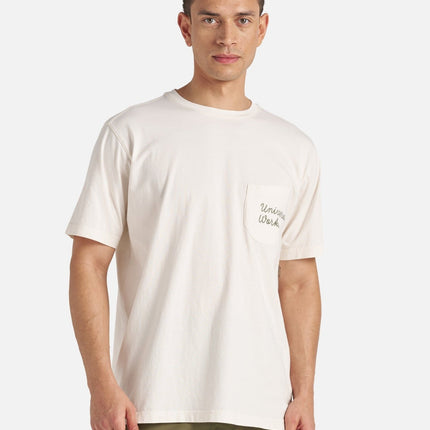 T-shirt Print Pocket Uomo Ecru