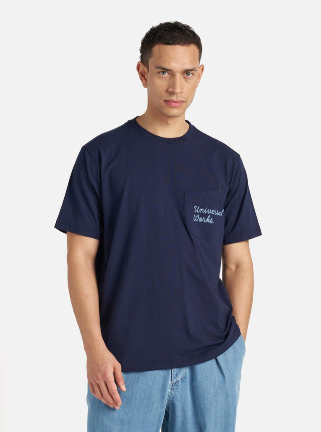 T-shirt Print Pocket Uomo Navy