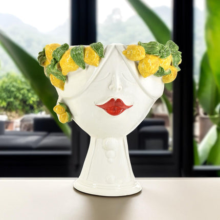Testa di Moro con limoni "Zahira" donna | White and Lemon 30 cm