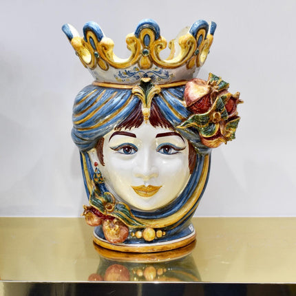 Testa di moro h 40 melograni blu e arancio femmina