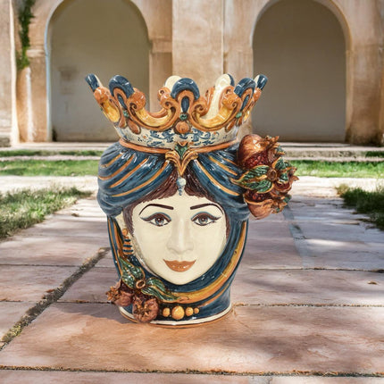 Testa di moro h 40 melograni blu e arancio femmina